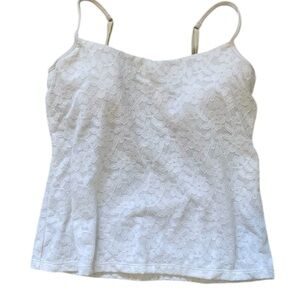 Vintage White Lace Cami W/Built In Bra